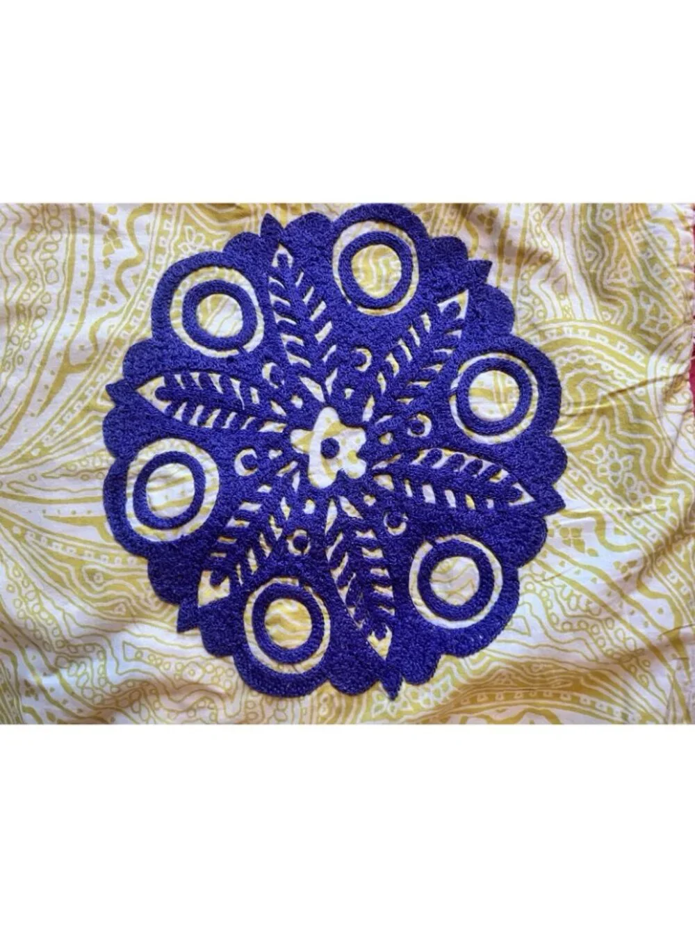 Boho EURO 2 Sham Set Cotton Floral Patchwork Embroidery Style & Co Blue Yellow